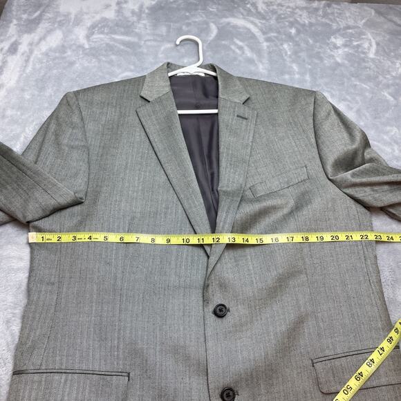 Lauren Ralph Lauren Herringbone Blazer Mens 44L Gray Silk Wool Blend Two Button - Picture 11 of 15